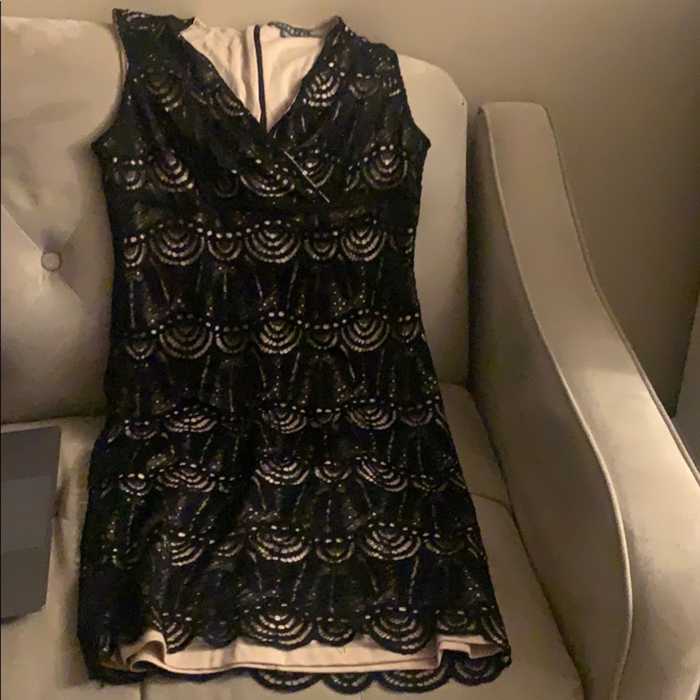 black and nude dress